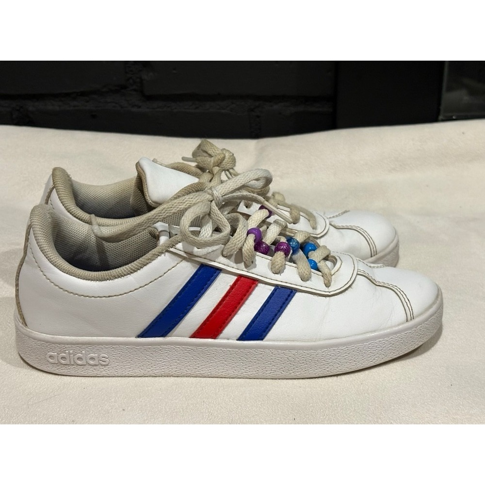 Adidas VL Court 2.0 Kids Sneakers White Red Blue FY7170 Size 3 US - Picture 4 of 7